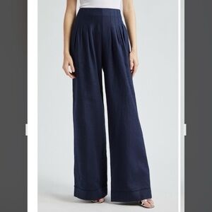 Ramy Brook Dalia Pleated Wide Leg Pants in Spring Navy Size 0